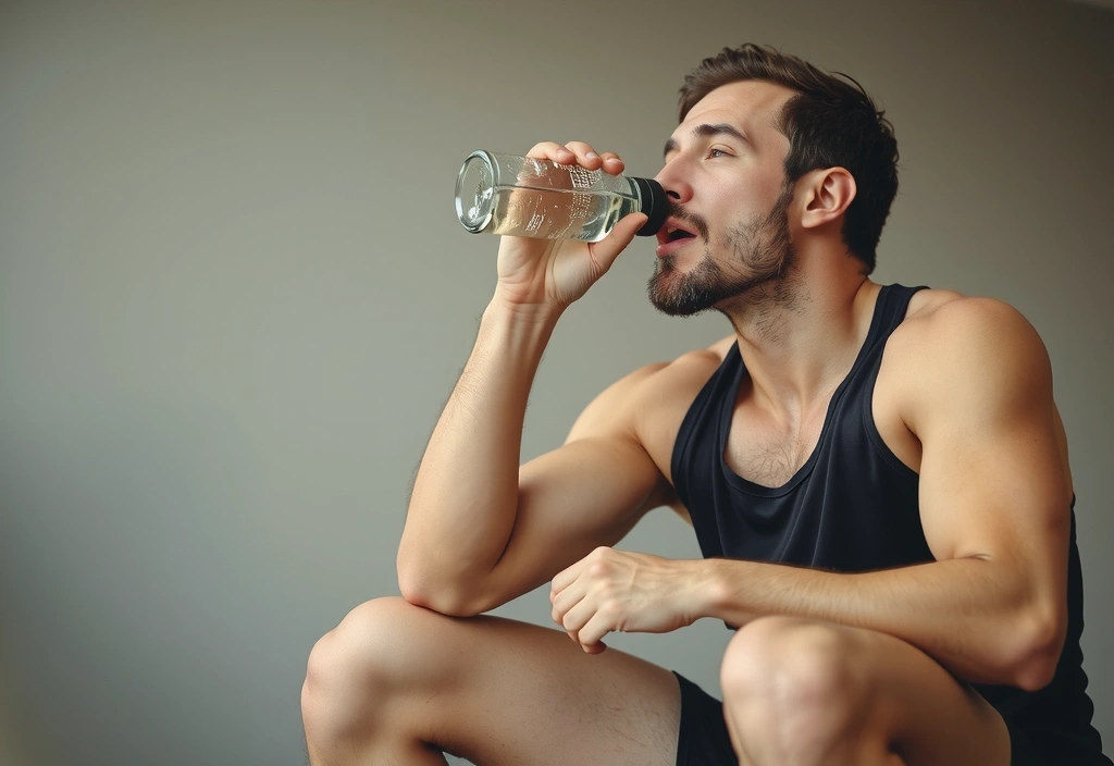 Ein Sportler trinkt Wasser nach dem Training.