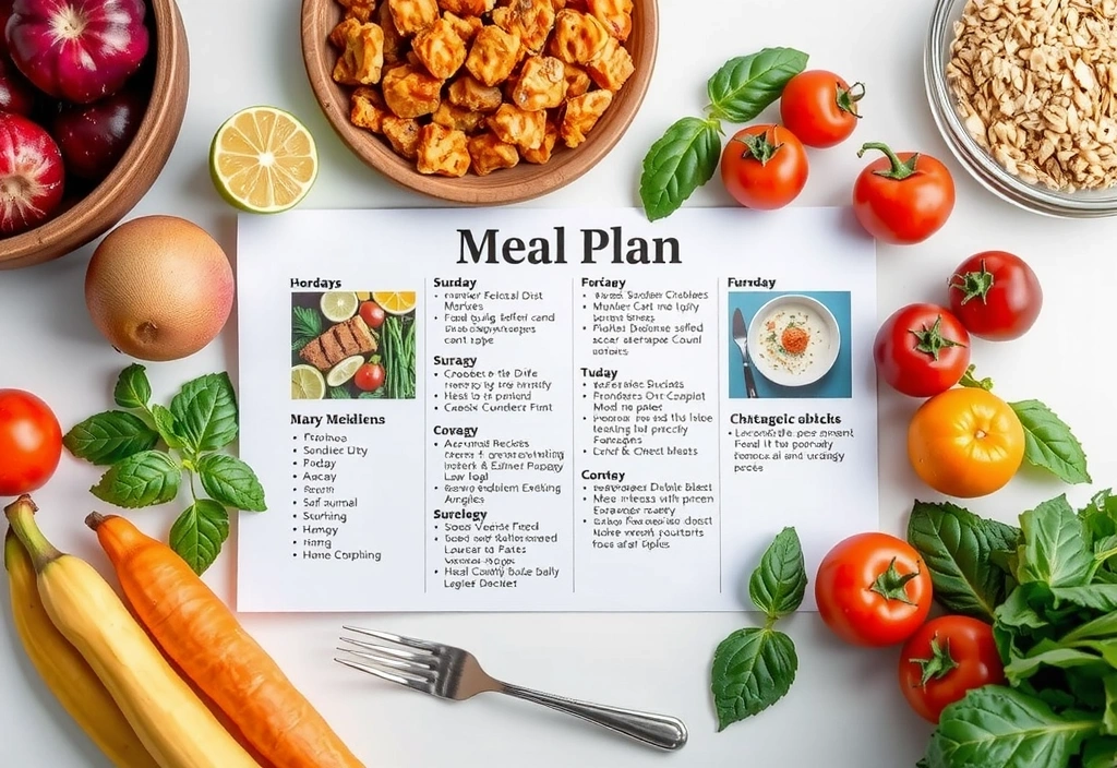 Ernährungsplan mit frischen Lebensmitteln