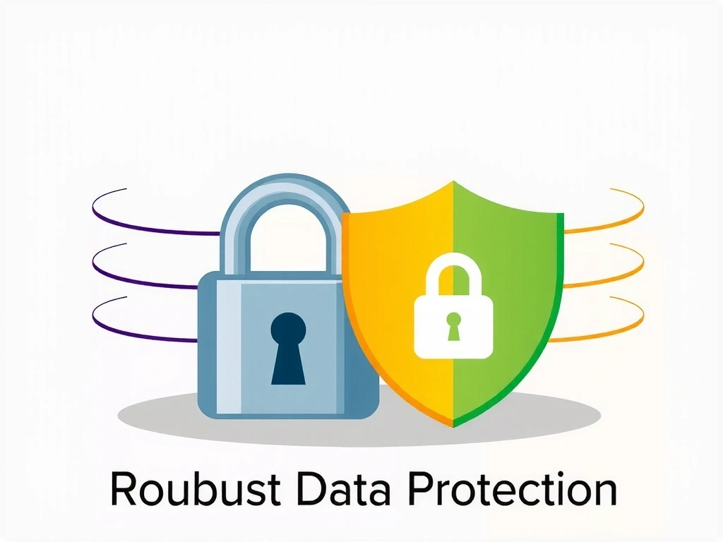 Illustration of a lock and shield, symbolizing data protection and privacy.